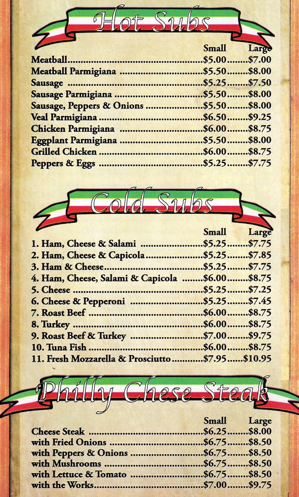 Mama Lena's New Jersey Menu
